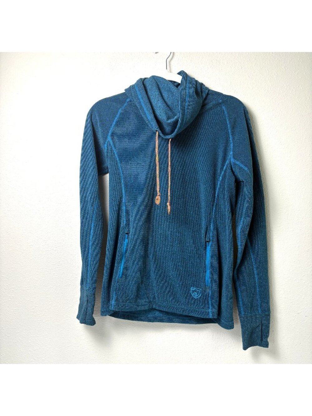 Noble Equestrian Cozy Funnel Cowl Neck Fleece Pullover Size S Blue Outdoors